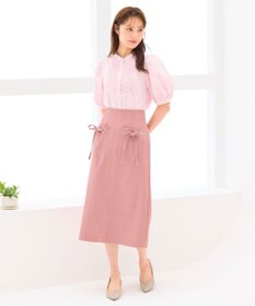 Feroux 【洗える】リボンポケット付きIライン スカート