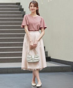 Tiaclasse 【おのののかさん着用】「サマケア」キーネックフレアスリーブトップス