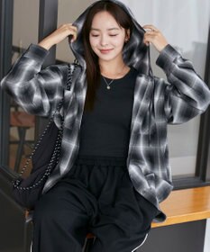 WEGO フードチェックBIGシャツ