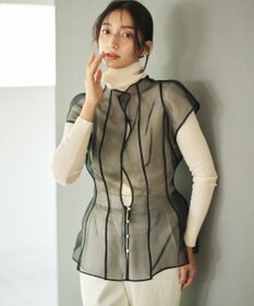 #Newans オーガンジーパネルブラウス