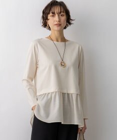 23区 L ナチュラルコットンベア シアードッキング カットソー ベージュ系