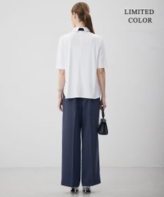 ICB 【WEB限定カラーあり】マラボーテライトジョーゼット 半袖ボウタイ付きシャツカラートップス