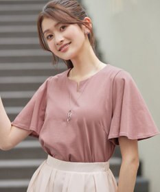 Tiaclasse 【おのののかさん着用】「サマケア」キーネックフレアスリーブトップス