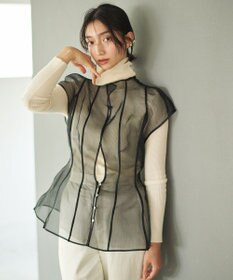 #Newans オーガンジーパネルブラウス