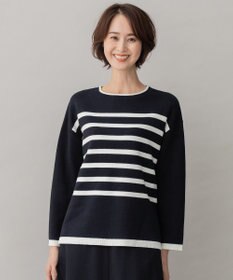 自由区 L 【洗える】コットンカシミヤ ボーダーニット