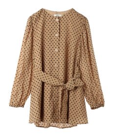 earth music&ecology ドットチュニック丈リボン付きワンピース