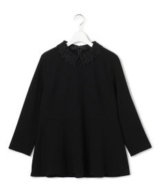 23区 L 【セットアップ対応/洗える】トリアセダブルジョーゼット 2WAYレース襟 ペプラムブラウス