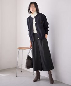 ANY 【洗濯機可/ウエストゴム】ライトツイードワイドパンツ