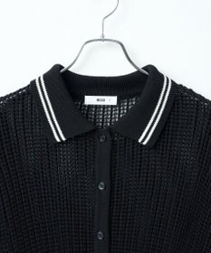 WEGO 襟付きメッシュニットショートカーデ