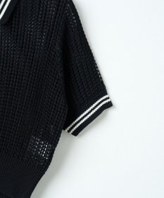 WEGO 襟付きメッシュニットショートカーデ