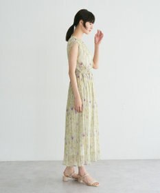 YECCA VECCA シアー花柄プリーツワンピース