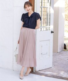 Tiaclasse L 【洗える】幅広く活躍が期待できるボウタイレースブラウス