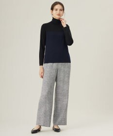 自由区 【セットアップ対応・洗える】ライトミックスツイードワイドストレート パンツ