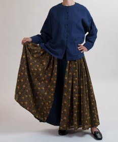 muuc 【手刺繍のような刺繍が美しい】ハイドランジア 切り替えパンツ