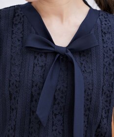 Tiaclasse 【洗える】幅広く活躍が期待できるボウタイレースブラウス