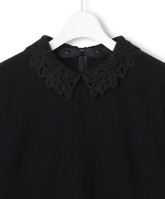 23区 L 【セットアップ対応/洗える】トリアセダブルジョーゼット 2WAYレース襟 ペプラムブラウス