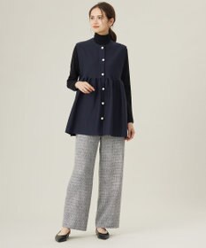 自由区 【セットアップ対応・洗える】ライトミックスツイードワイドストレート パンツ