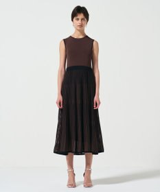 GRACE CONTINENTAL バイカラーシアーニットワンピース