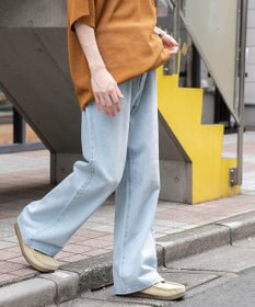 WEGO 【ユニセックス着用ITEM/SMLサイズ展開】デニムルーズフレアパンツ