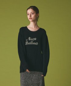 GRACE CONTINENTAL ビジューロゴニットトップ