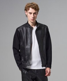 JOSEPH HOMME 【ストレッチ】レザーライクジャージーニットブロック　ZIP UPブルゾン