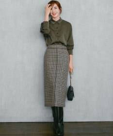 23区 L 【見上愛さん着用/Oggi10月号掲載/洗える】スエーディーサテン シャツ