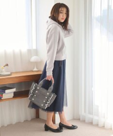 Feroux バイカラーパールフリル トート