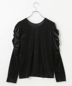 #Newans 【洗濯機可／ 前後着用可】 ギャザースリーブシアーベロアカーディガン