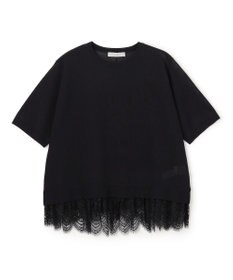 UNFILO レースドッキングニット クルーネック ブラック