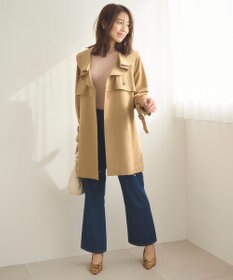 Feroux 【洗える】ラッフルカラーミドル丈 トレンチ