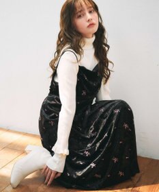 Feroux 刺繍入りベロアキャミソール ワンピース