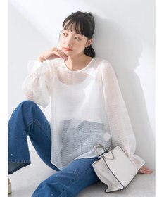 earth music&ecology キャンディースリーブシアーブラウス