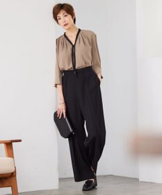 ICB L 【UVケア・洗える】ウール2WAYストレッチ ワイドストレートパンツ