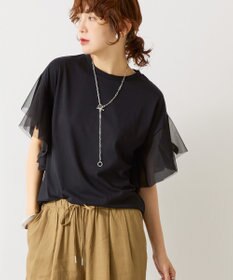 AMERICAN HOLIC 【WEB限定】袖チュールサイドスリットプルオーバー