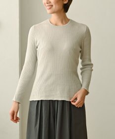 muuc 〈高品質シルク＆スーピマ超長綿〉〈洗えるニット〉〈通年着られる〉袖口模様編み プルオーバー