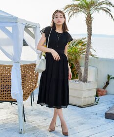 Tiaclasse L 【洗える】シフォンチェック配色フリルワンピース