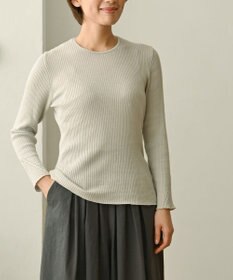 muuc 〈高品質シルク＆スーピマ超長綿〉〈洗えるニット〉〈通年着られる〉袖口模様編み プルオーバー