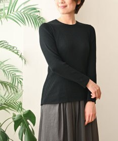 muuc 〈高品質シルク＆スーピマ超長綿〉〈洗えるニット〉〈通年着られる〉袖口模様編み プルオーバー