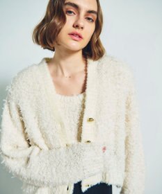 GRACE CONTINENTAL ツイーディーリボンヤーンカーディガン