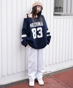 WEGO フラッフィー2WAYグラフィックワンショルBIGニット