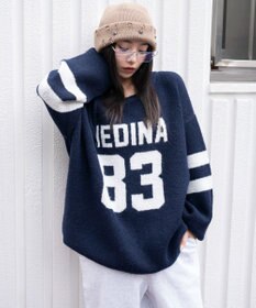 WEGO フラッフィー2WAYグラフィックワンショルBIGニット