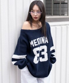 WEGO フラッフィー2WAYグラフィックワンショルBIGニット