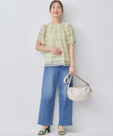 組曲 ボーダーレース ブラウス