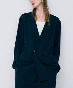 uncrave バックサテンジョーゼット ノーカラージャケット