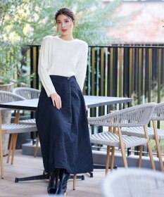 Tiaclasse L 【洗える】肩ボタンケーブルニットトップス