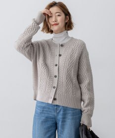 23区 【洗える】カシミヤブレンド ケーブルニットカーディガン ベージュ系