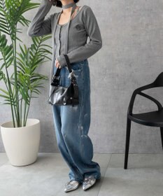 WEGO 【2点SET】ワンポイント刺繍キャミセットカーデ