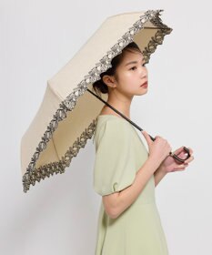 TOCCA 【晴雨兼用】DANCING RIBBON UMBRELLA 折り畳み傘 収納バッグ付き ベージュ系