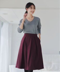 Tiaclasse 【新色追加・洗える】ウール調タックフレアスカート