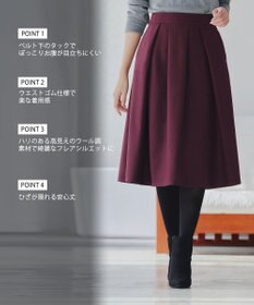 Tiaclasse 【新色追加・洗える】ウール調タックフレアスカート